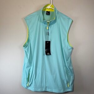 NWT Head Golf Windbreaker Antonio Vest Men's Large 1/4 ZIp Aqua UV Protect $90